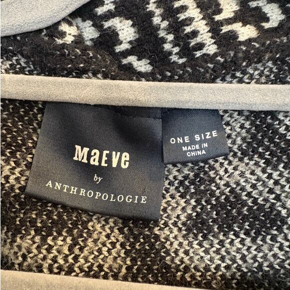 Maeve by Anthropologie ONE SIZE Geometric Black White Open Sweater - Picture 4 of 6